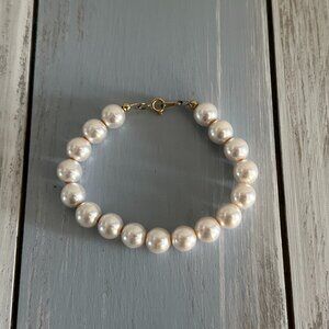Beautiful Faux Pearl Beaded Bracelet 7.75" Long  Bridal Work Dressy Casual
